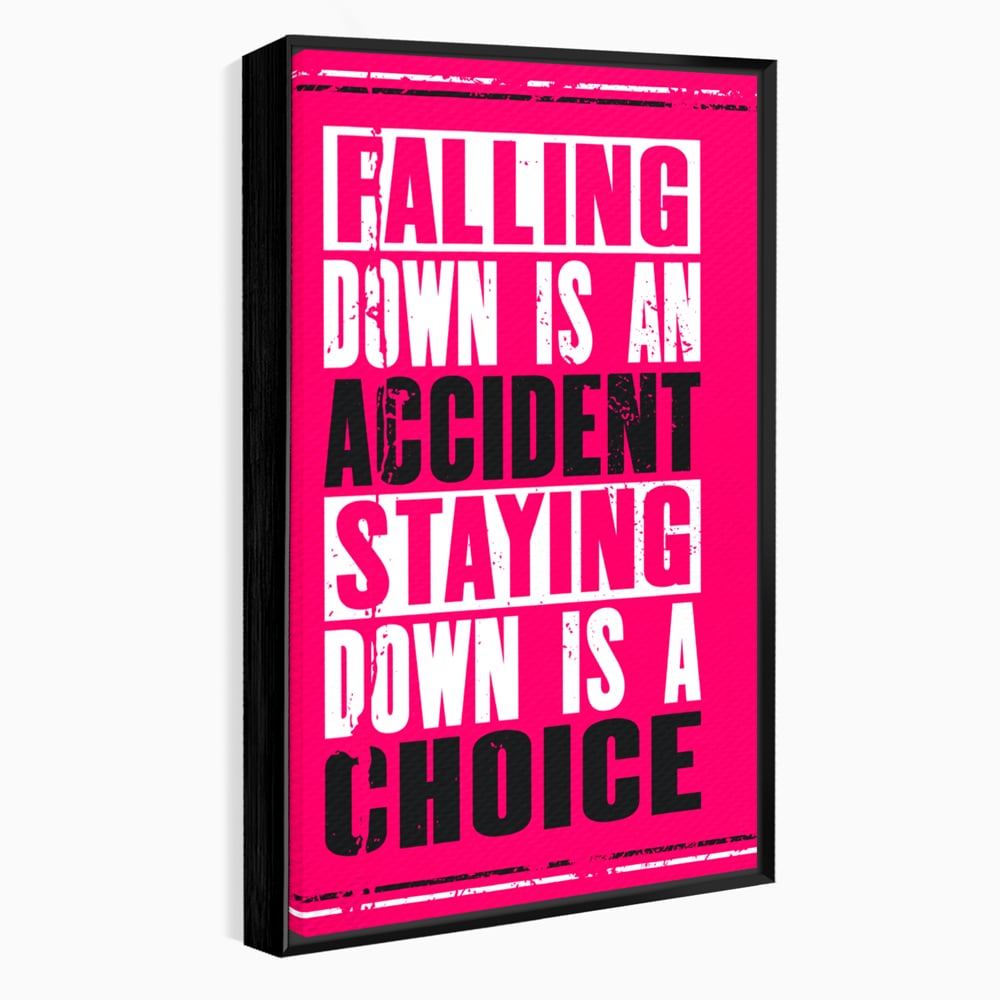 Tablou canvas cu tablou canvas cu citat motivational vertical, in rama de aluminiu negru